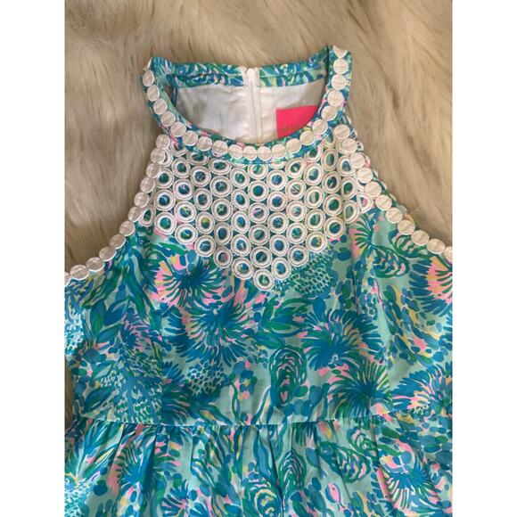 Lilly Pulitzer Girls Little Kinley Dress Coral Of The Story  Size 8 - Picture 4 of 4